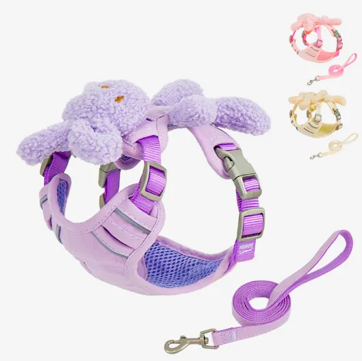 Bộ dây nịt và dây xích chó dễ thương